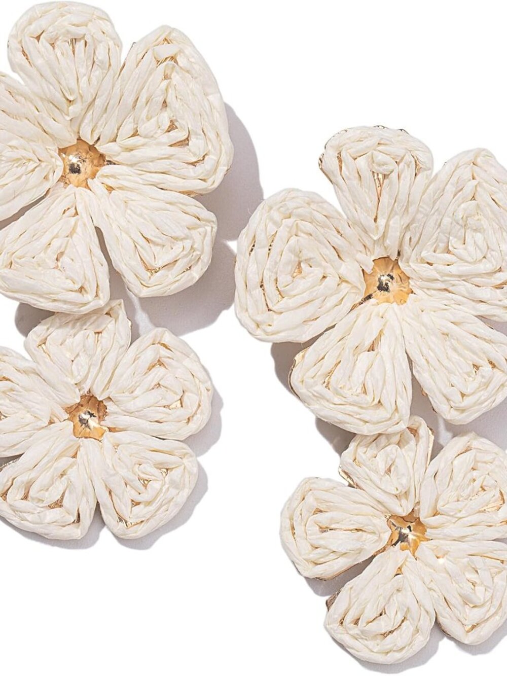 Boho Raffia Flower Drop Earrings Statement Summer Beach Vacation Jewelry
